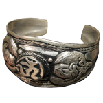 Armband, AUM, Om, Armreif, Schmuck, Modeschmuck, breit, silberfarben, Tibetsilber, Tibet, Nepal, Indien, Goa