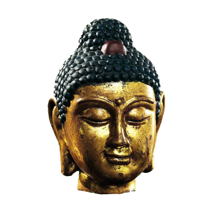 Asien Buddha Kopf goldfarben 25cm