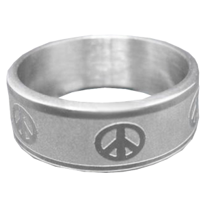 EdelStahl FingerRing mit PEACE Symbol