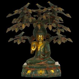 50cm edle SchreinFigur Erleuchteter Buddha Messing goldgrün