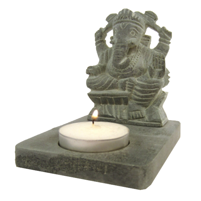 10cm Grey Lord GANESHA TeelichtHalter