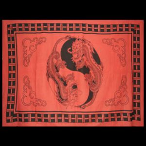 SingleSize Decke Tuch Black & Red Dragon