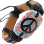 ArmBand PEACE bunt hellbraun schwarz LEDER