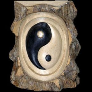 HolzSkulptur Ying Yang WandKonsole