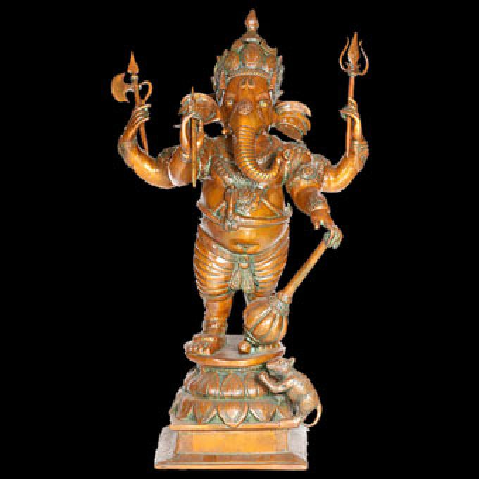 80cm SchreinFigur Lord GANESHA Messing braungold