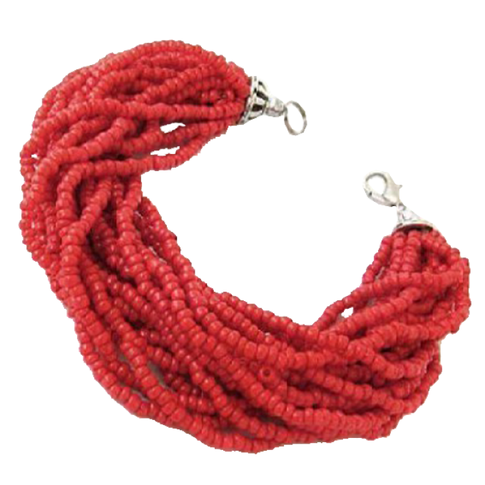 Coral Tibet MultiStrang ArmBand rot