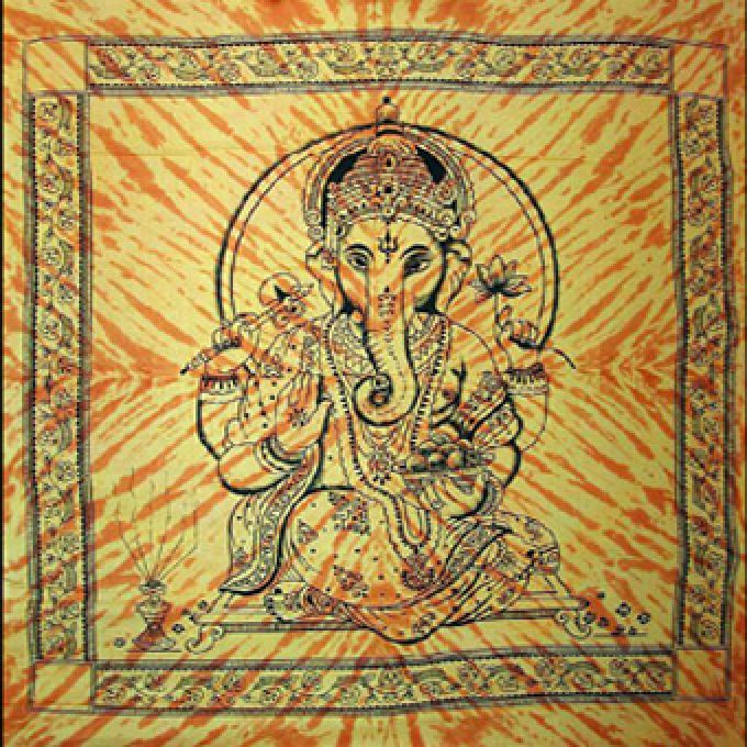 BigSize Decke Tuch Divinity GANESHA gelborange