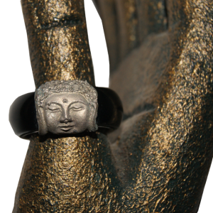 Buddha GesichtsRing black Jade