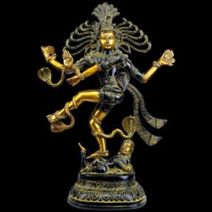 50cm edle SchreinFigur SHIVA Messing goldfarben