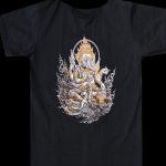 T-Shirt, goldener Ganesha,GOA Shirt, schwarz