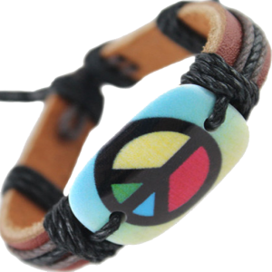 ArmBand PEACE Summer hellbraun schwarz LEDER