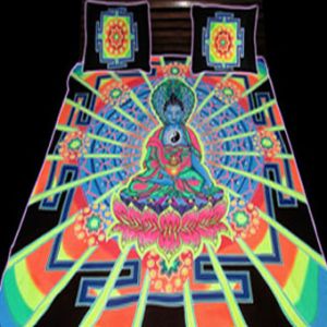 Goa Uv Schwarzlicht BettWäsche SET Buddhas Erleuchtung fancybunt