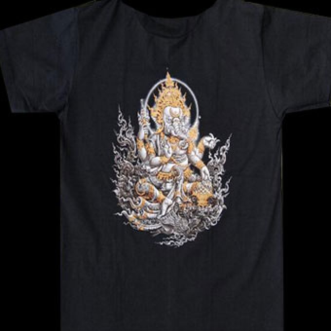 Goldener Ganesha auf schwarzem Shirt Grösse M