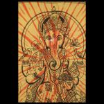 BigSize Decke Tuch Divinity GANESHA gelborange